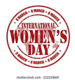 Women's day grunge rubber stamp on white background, vector illustration