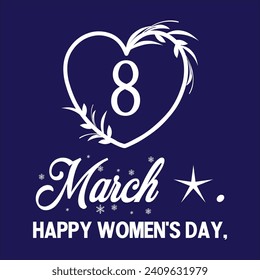 Women's Day hand drawn lettering. Red text isolated on white for postcard, poster, banner design element. Happy Women's Day script calligraphy. Ready holiday lettering design.