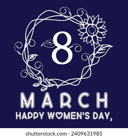 Women's Day hand drawn lettering. Red text isolated on white for postcard, poster, banner design element. Happy Women's Day script calligraphy. Ready holiday lettering design.