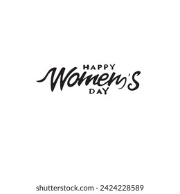 Women's Day hand drawn lettering. text isolated on white for postcard, poster, banner design element. Happy Women's Day script calligraphy. Ready holiday lettering design.