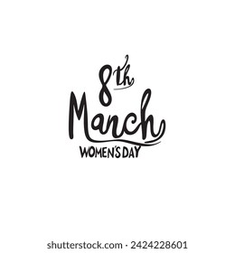 Women's Day hand drawn lettering. text isolated on white for postcard, poster, banner design element. Happy Women's Day script calligraphy. Ready holiday lettering design.