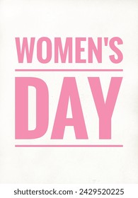 Women's Day hand drawn lettering. pink text isolated on white for postcard, poster, banner design element. Happy Women's Day typescript. Ready holiday lettering design. vector illustration