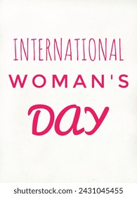 Women's Day hand drawn lettering. pink text isolated on white for postcard, poster, banner design element. Happy Women's Day typescript. Ready holiday lettering design. vector illustration