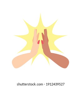 womens day, hands female diversity concept in cartoon style vector illustration