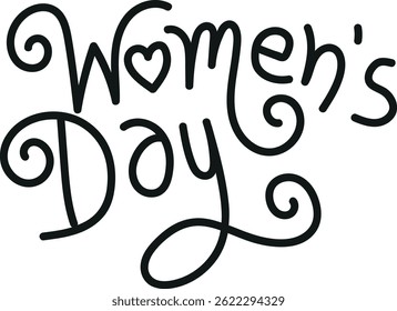 Women's Day handwritten text design with decorative elements. mother's day concept