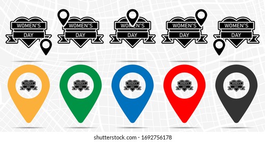 Women's day, heart, women's day icon in location set. Simple glyph, flat illustration element of 8 march theme icons