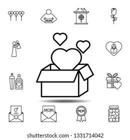 Women's day, hearth, box, present icon. Simple thin line, outline vector element of Women's day, 8 march icons set for UI and UX, website or mobile application