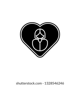 Women's day, hearth, girl icon. Simple glyph, flat vector of 8 march icons for UI and UX, website or mobile application