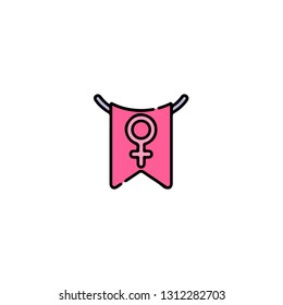 Womens day icon, flat design line art thin style, International Women's Day signs and symbols, Feminismin fographics . Colorful icon on a white background, Vector illustration