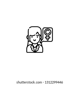 Womens day icon, flat design line art thin style, International Women's Day signs and symbols, Feminismin fographics. Vector illustration