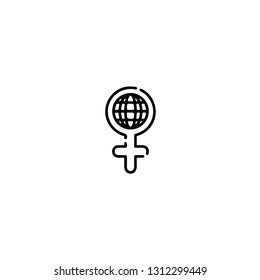 Womens day icon, flat design line art thin style, International Women's Day signs and symbols, Feminismin fographics. Vector illustration