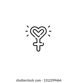 Womens day icon, flat design line art thin style, International Women's Day signs and symbols, Feminismin fographics. Vector illustration