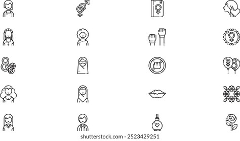 Womens day icon pack High-Quality Vector Icons Collection with Editable Stroke. Ideal for Professional and Creative Projects.