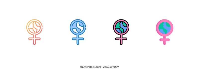 ícone Dia das Mulheres definir coleção de vários estilos