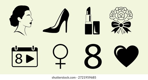 Ilustración vectorial de la hoja del icono del Día de la Mujer