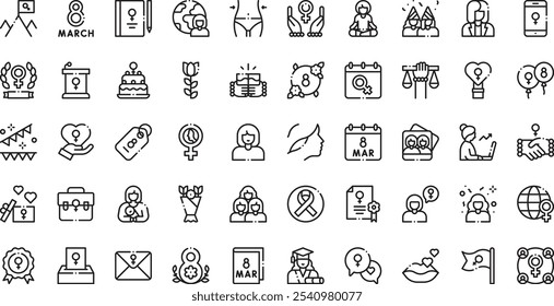Womens day icons High-Quality Vector Icons Collection with Editable Stroke. Ideal for Professional and Creative Projects.