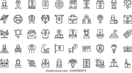 Womens day icons . High-Quality Vector Icons Collection with Editable Stroke. Ideal for Professional and Creative Projects.