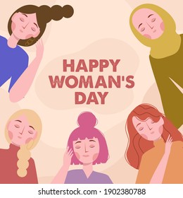 Women's day illustration concept in flat design premium vector