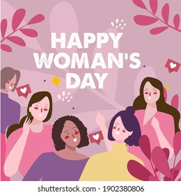 Women's day illustration concept in flat design premium vector