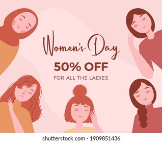 Women's day illustration concept in flat design premium vector