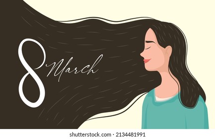 womens day lettering in hair card