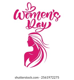 A Women's Day logo designed with a soft and empowering pink color palette, symbolizing femininity, strength, and unity.