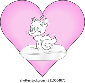 womens day love valentine's day love heart white kitty pillow soft silk Spring banner wedding