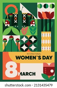 womens day march 8 design card poster invitation geometry moth butterfly