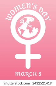 Women's Day March 8 design for web banners, social media and blog posts. Vertical composition.