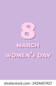 Women's Day, March 8. Vector illustration in honor of Women's Day. Multicolored backgrounds. Silhouettes of women. Silhouettes of butterflies and flowers. Color harmony. Text on March 8