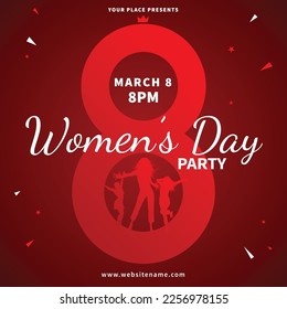 Women's day party poster flyer social media post design