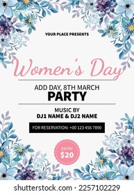 Women's day party poster flyer social media post design