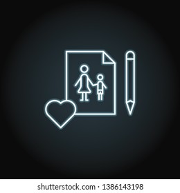 Women's day, pen, image, family neon icon. Simple thin line, outline vector of 8 march icons for UI and UX, website or mobile application