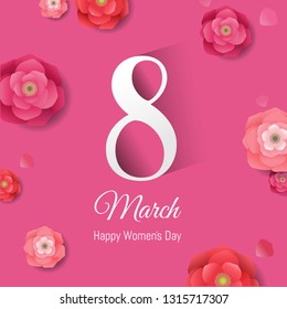 Womens day Pink Banner With Gradient Mesh, Vector Illustration