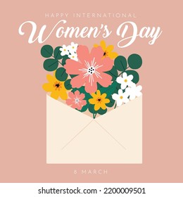 Womens Day with Pink Floral Envelope