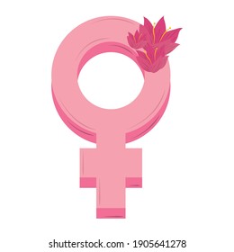 womens day pink gender female and flowers design vector illustration