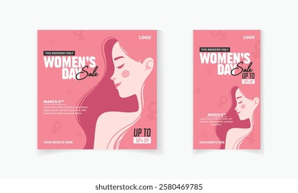 women's day Post template for promotional social media marketing and product sale with Woman vector 