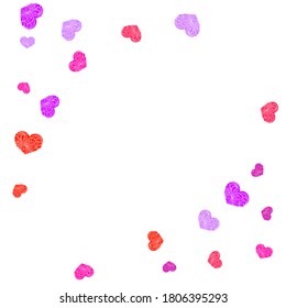 Women's Day postcard vector backdrop. Red and crimson folded paper hearts. Romantic mood elements.  Little flying confetti print design.