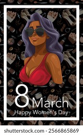 Womens Day Poster. Set of Trendy Posters for 8 March. Fashion graphics. Lady Boss Womens Day Greeting Cards. Women Day background Templates with Fashion Art. 
