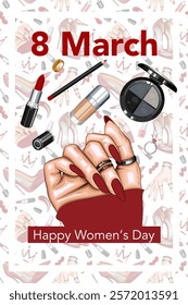 Womens Day Poster. Set of Trendy Posters for 8 March. Fashion graphics. Lady Boss Womens Day Greeting Cards. Women Day background Templates with Fashion Art. 
