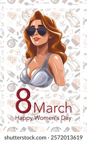 Womens Day Poster. Set of Trendy Posters for 8 March. Fashion graphics. Lady Boss Womens Day Greeting Cards. Women Day background Templates with Fashion Art. 
