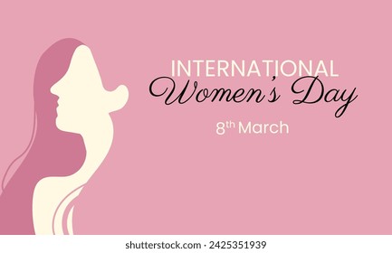 Women's Day poster with silhouettes of woman face and copy space, illustration. Females for feminism, independence, sisterhood, empowerment, activism for women rights.