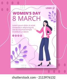 Women's Day Poster Template Flat Illustration Editable of Square Background Suitable for Social Media, Greeting Card and Web Internet Ads