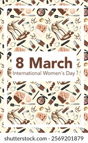 Womens Day Poster. Trendy Poster for 8 March. Fashion graphics. Lady Boss Womens Day Greeting Cards. Women Day background Templates with Fashion Art. 
