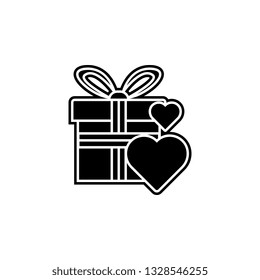 Women's day, present, hear icon. Simple glyph, flat vector of 8 march icons for UI and UX, website or mobile application