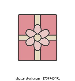 Women's day, present icon. Simple outline colored vector of 8 march icons for ui and ux, website or mobile application
