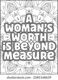 Women's Day Quote Coloring Page for Women. Women's Day Coloring Page for Adults.