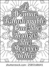 Women's Day Quote Coloring Page for Women. Women's Day Coloring Page for Adults.