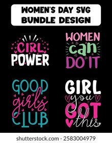 Women's Day Quotes Bundle, Happy Women's day t shirt design. Women's day T-shirt Design Bundle cut file