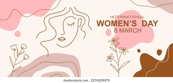 Women's Day sale banner. 8 March posters design with lettering, womens, flowers and decorative elements.